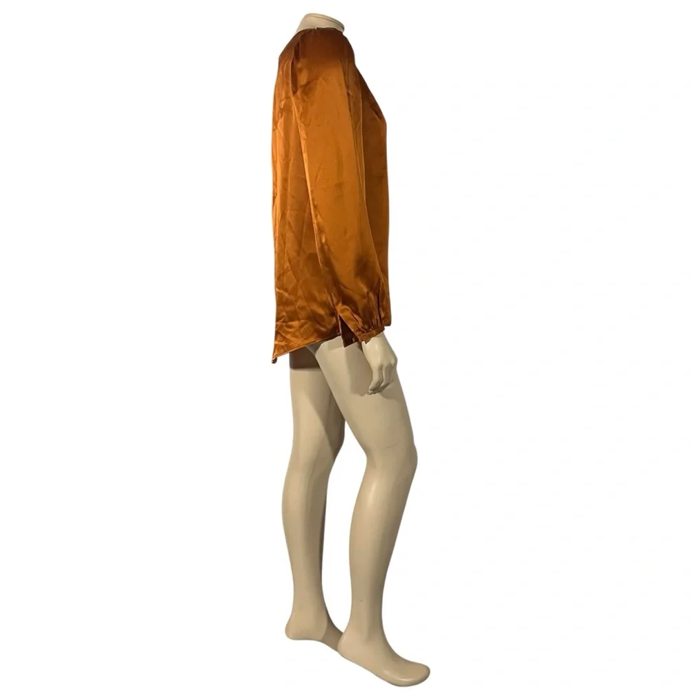 NWT L’agence Lou Silk Blouse Turmeric Burnt Orange Colour - Picture 4 of 11
